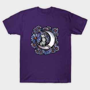 Grey Cat Daisies T-Shirt